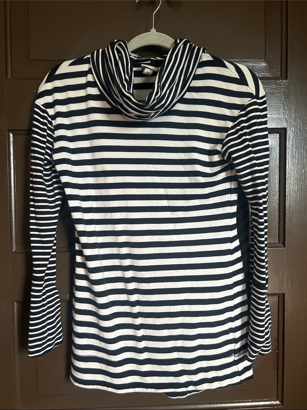 Merona Black and White Striped Cowl Neck Sweater